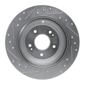 Genesis G80 Brake Rotor (1) - Rear Right - R1 Concepts - Drilled & Slotted - Silver - `09-`20